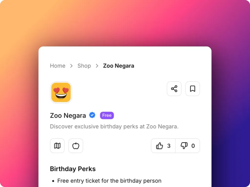 Contoh listing birthday perks di befday.com